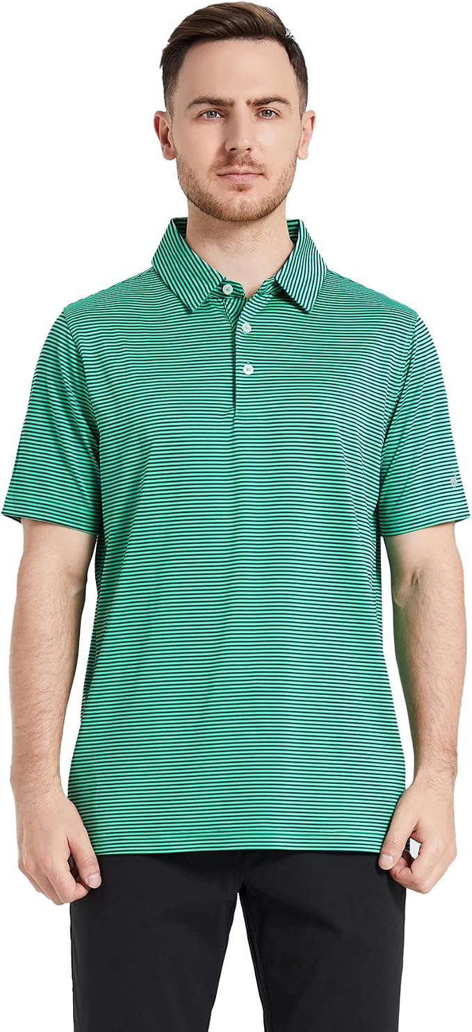 Golf Shirts for Men Dry Fit Short Sleeve Print Performance Moisture Wicking - Image 2