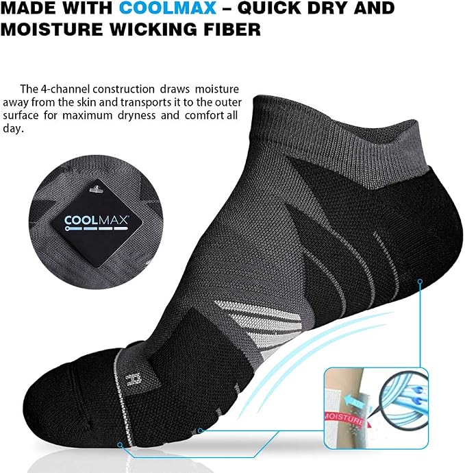 Hylaea No Show Running Athletic Anti-Blister Wicking Coolmax Socks, Seamless - Image 2