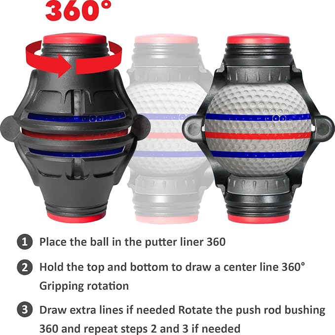 1 Pack 360° Triple Line Golf Ball Marker，Golf Ball Line Marker Tool，Golf Ball - Image 3