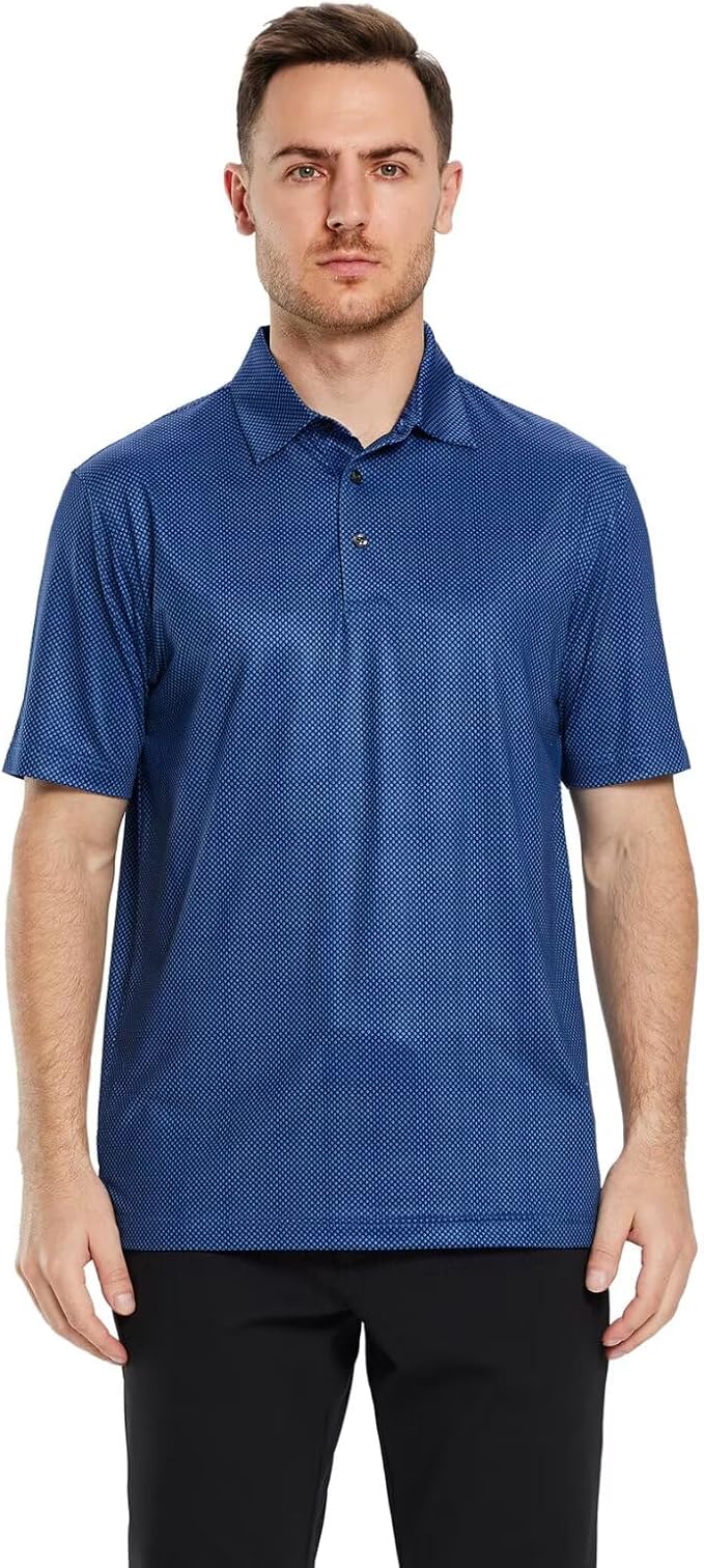 Golf Shirts for Men Dry Fit Short Sleeve Print Performance Moisture Wicking - Image 2