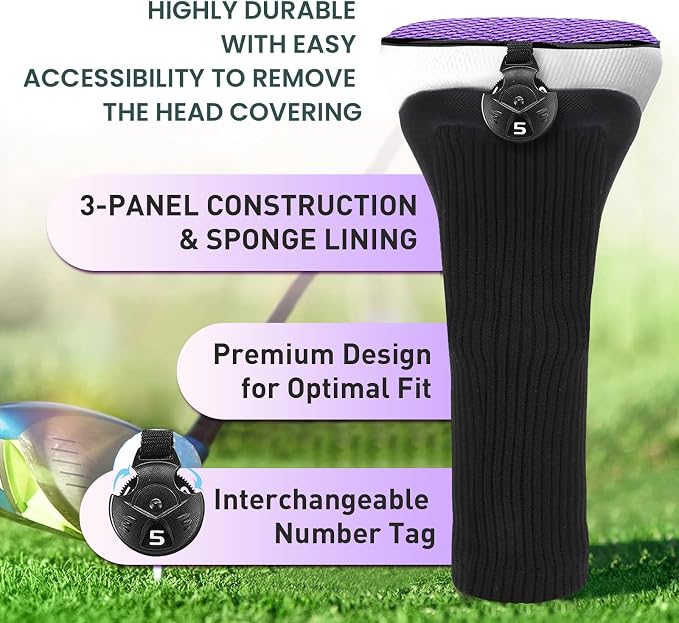 FINGER TEN Golf Club Head Covers Woods Hybrids 1/2/3/4 Pack, Headcovers Men - Image 3