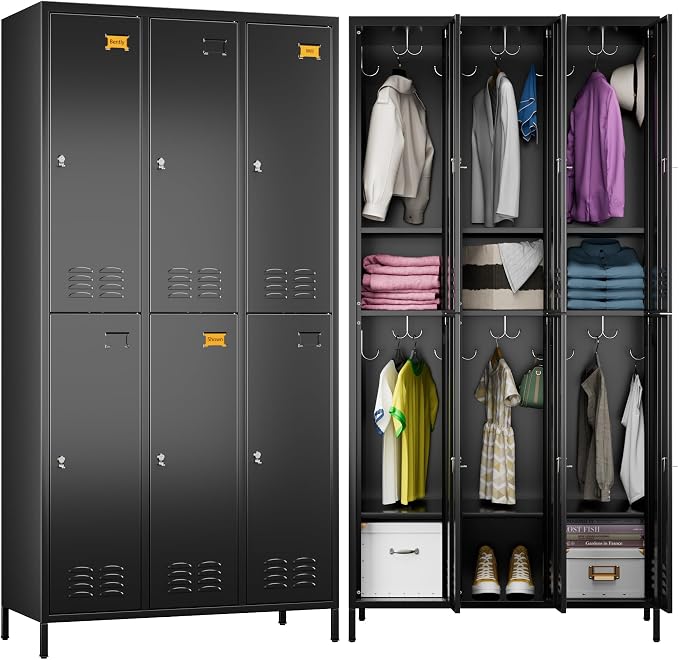 METAN Metal Locker for School Office Gym Bedroom, 6 Doors Steel Storage Locker by METAN