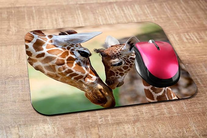 Giraffe Rectangle Gaming Mousepad Lovely Giraffe Mom and Baby Mouse Pad Mouse - Image 2