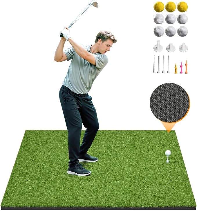 Golf Hitting Mat 5×4ft, Thickened 21/31mm Golf Practice Mat by Sturdum