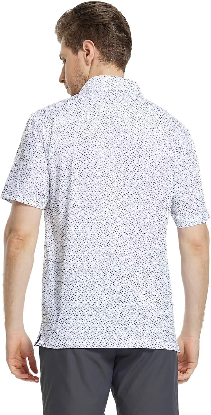 M MAELREG Mens Golf Shirt Short Sleeve Dry Fit Print Moisture Wicking - Image 4