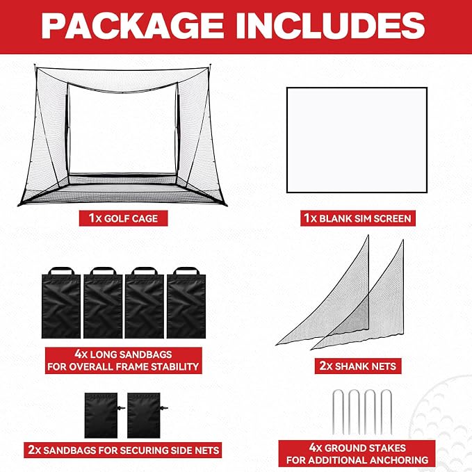 Golf Simulator Cage with Side Barriers&Impact Screen – 10x8 FT Golf Net with - Image 7