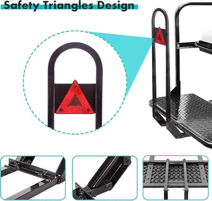 10L0L Universal Golf Cart Rear Safety Grab Bar w/Triangle Reflector Fit - Image 3