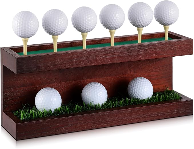 Menkxi Rustic Wood Golf Ball Holder 12.5 x 3 Inch Wall Mounted Vintage Display by Menkxi