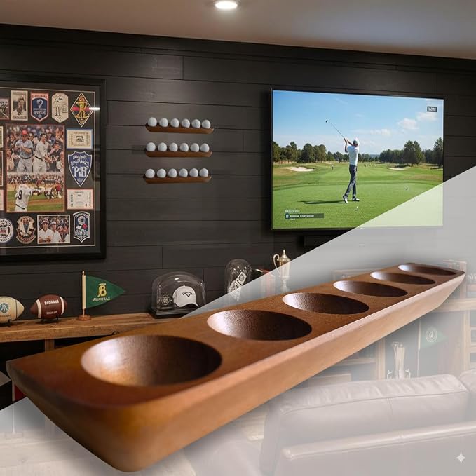 1-Pack Wood Golf Ball Display Case, Floating Shelf Golf Ball Holder Display - Image 7