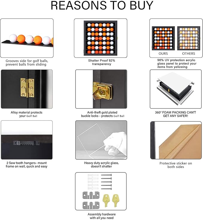 49 Golf Ball Display Case Cabinet Wall, Golf Ball Display Rack, Golf Gift - Image 4