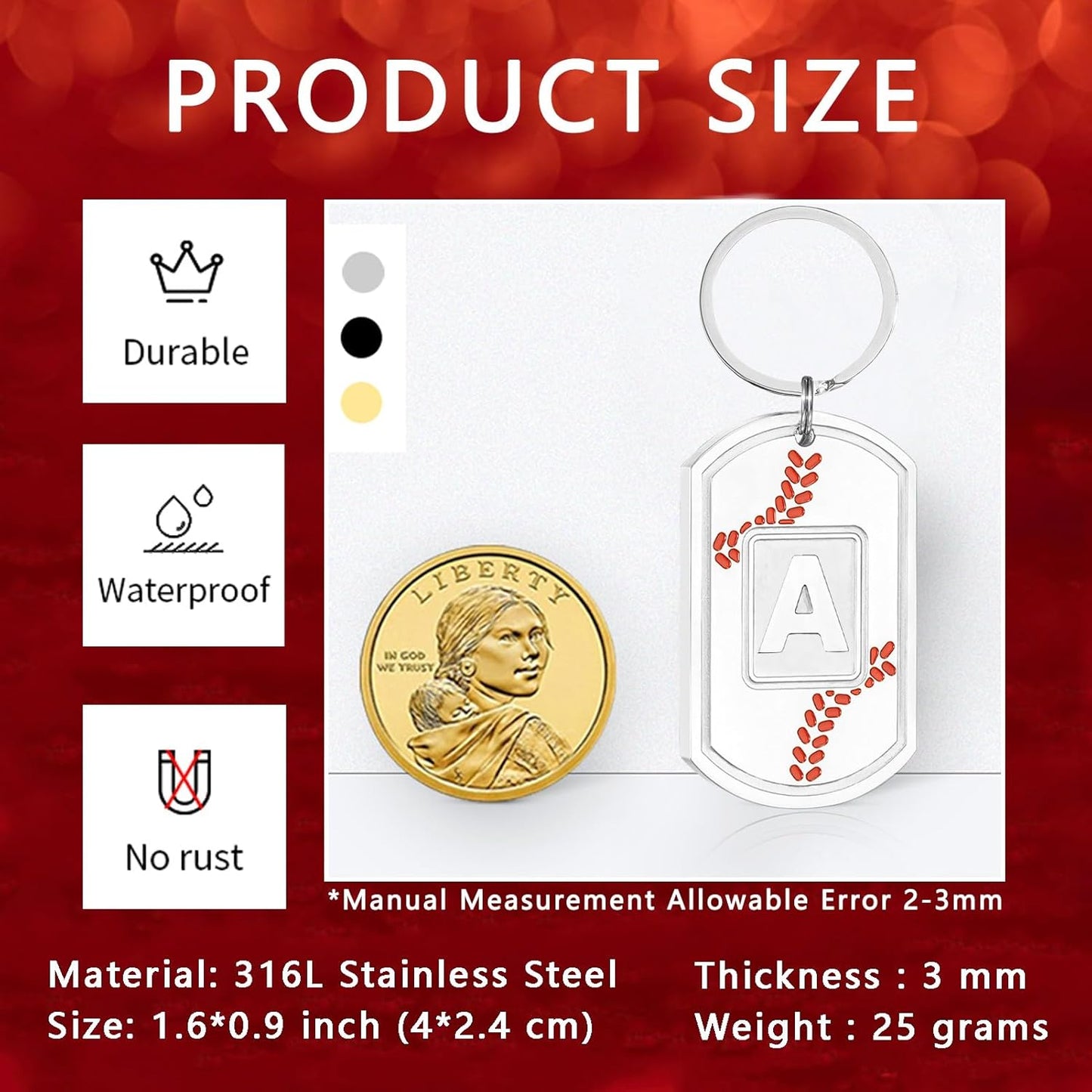 Initial Keychain Gifts for Men,Baseball Dog Tag Mens Keychains for Men Him Dad