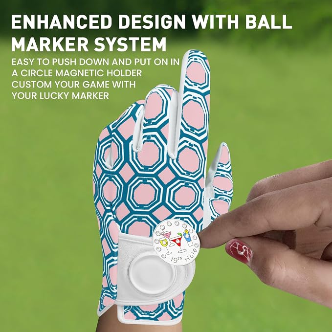 Golf Gloves Women with Ball Marker 2 Pack, Right Handed Golfer Left Hand - Image 4