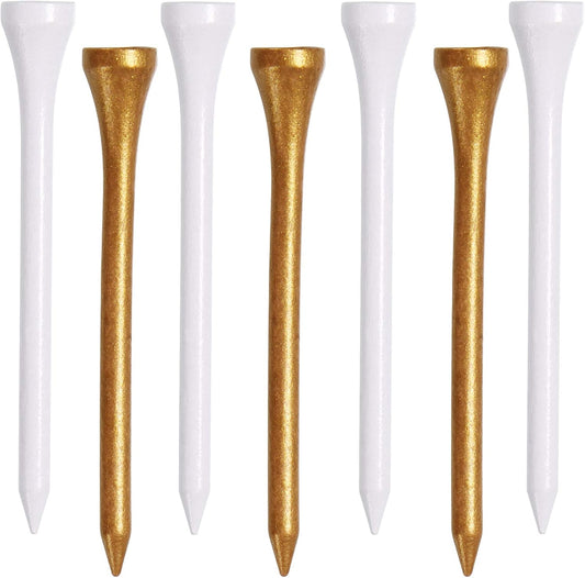 Golf Tees, 3 1/4Inch, 77 Count,Professional Deluxe Wooden Golf Tee, More Than 20 Colors Combination, Natural Hard Wood Golf Tee