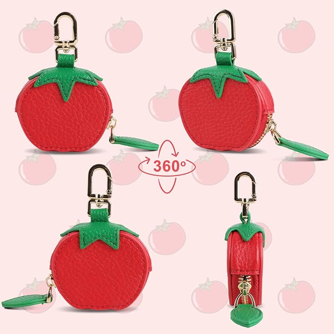 XSUIOY Orange Fruit Coin Purse Keychain Bag Charm, Mini Leather Coin Purse & - Image 6