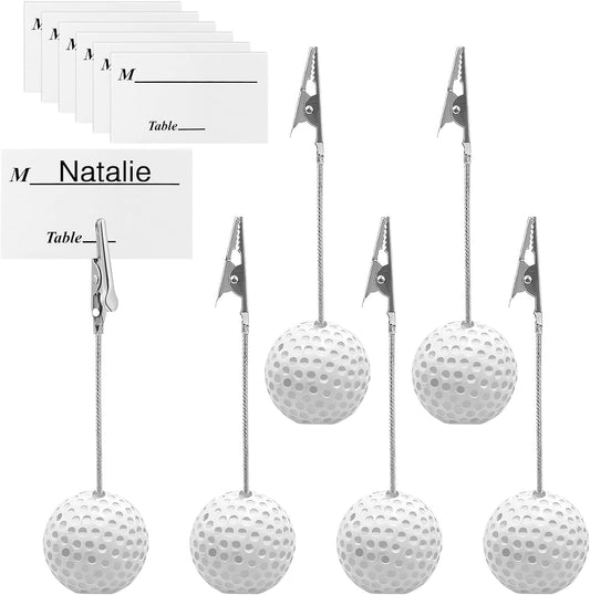 6Pcs Resin Golf Ball Alligator Clips – Heavy Duty Non-Slip Golf Towel Holder,Place Card Holder Memo Clip Holder Stand Note Paper Clip Pictures Card Display for Office Menu Events Wedding Party