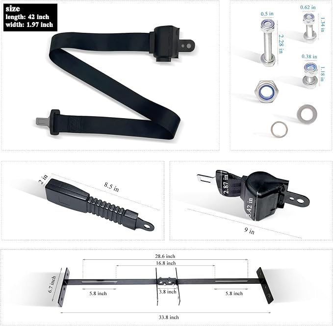 Retractable Golf Cart Seat Belt Bracket Kit - Image 5