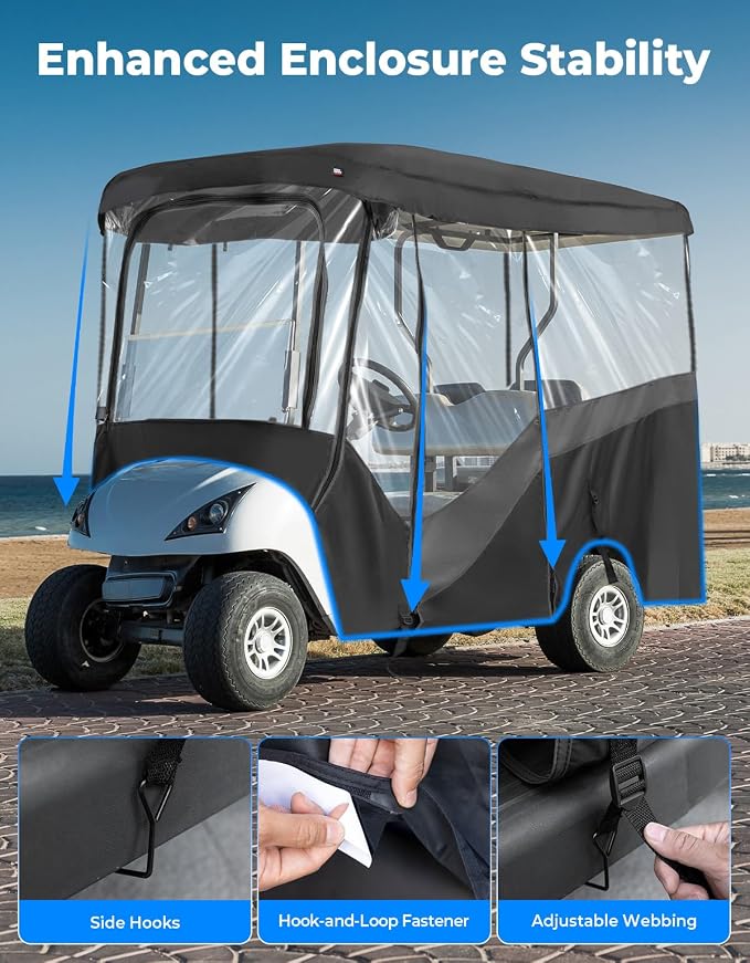 KEMIMOTO Golf Cart Enclosure, 4&6 Passenger Golf Cart Rain Cover, 600D - Image 5