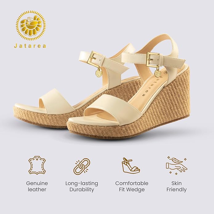 JATAREA Leather Wedge Sandals for Women | Women's Sandals Perfect for Summer - Image 2