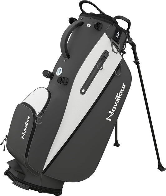 Golf Stand Bag - Lightweight Golf Bag with Stand and 7 Way Dividers, Dual Strap, Waterproof Pocket, Insulated Sleeve, Easy-Lift Handles and Swing-Cam Holder