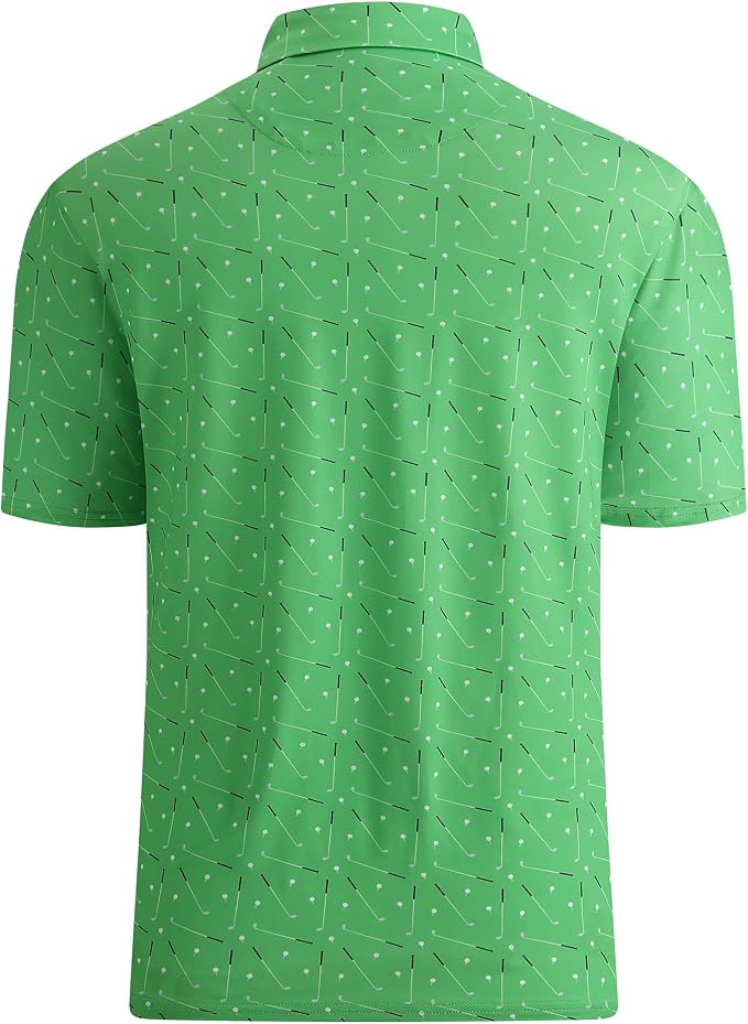 Esabel.C Golf Shirts for Men Dry Fit Performance Short Sleeve Print Moisture - Image 2