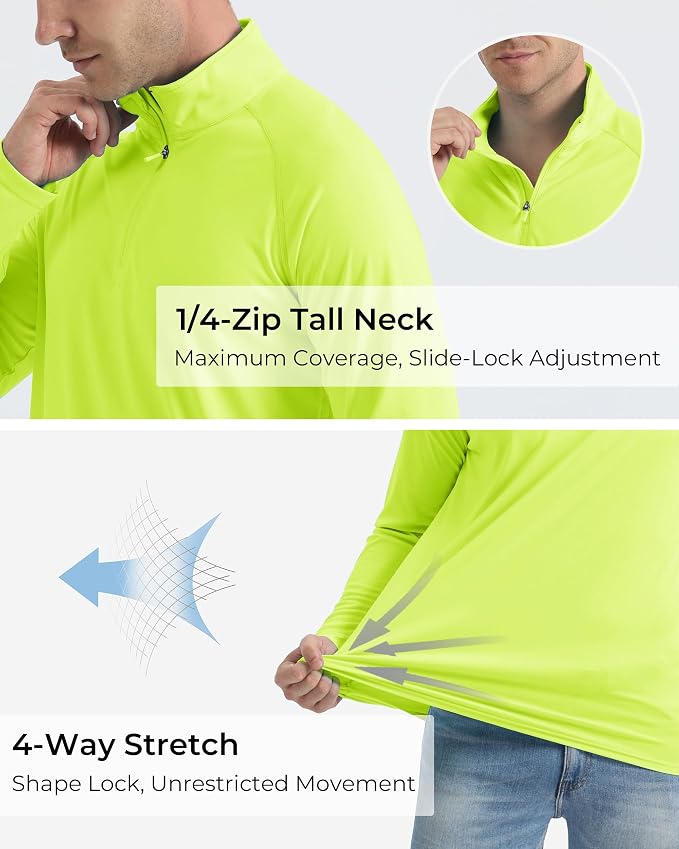 Boladeci Men's UPF 50+ Sun Shirts 1/4 Zip Long Sleeve SPF UV Protection - Image 5