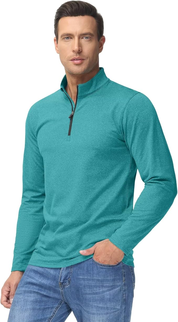 Boladeci Men's Quarter Zip Pullover Premium Fleece Lined Heather Long Sleeve - Image 2