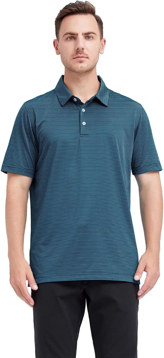 Golf Shirts for Men Dry Fit Short Sleeve Print Performance Moisture Wicking - Image 2