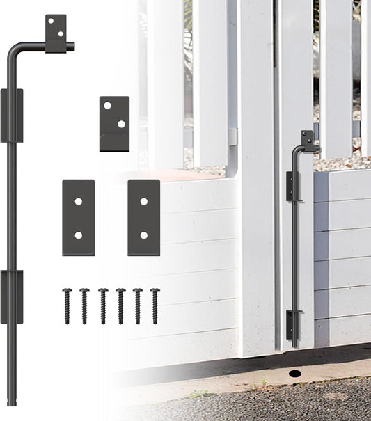 24" Heavy Duty Cane Bolt Gate Drop Rod with Upgraded Design, Square Gate Drop Rod for Wood PVC Vinyl Metal Yard Gate Latch-1 Pack