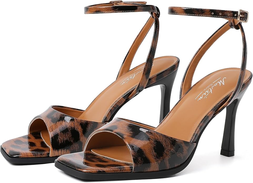 Mostrin Strappy Heels for Women Square Open Toe Lace Up Heeled Sandals Ankle - Image 8