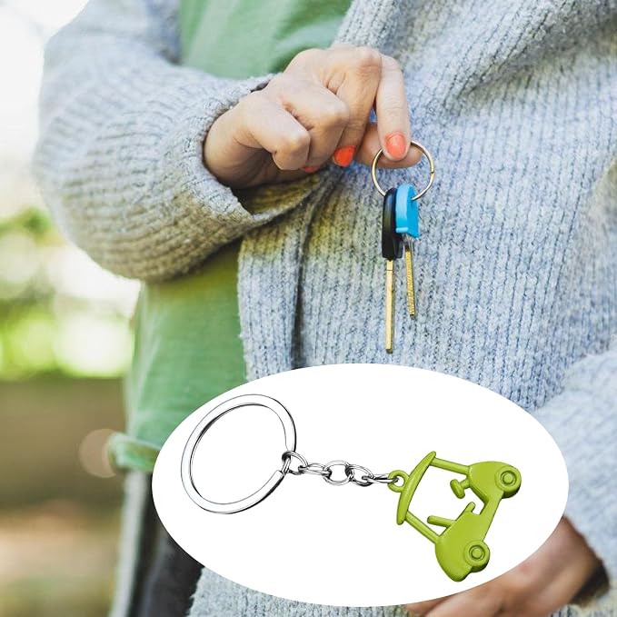 Pack Of 2 Zincs Alloy Realistic Golf Cart Keychains Golf Themed Holder - Image 6