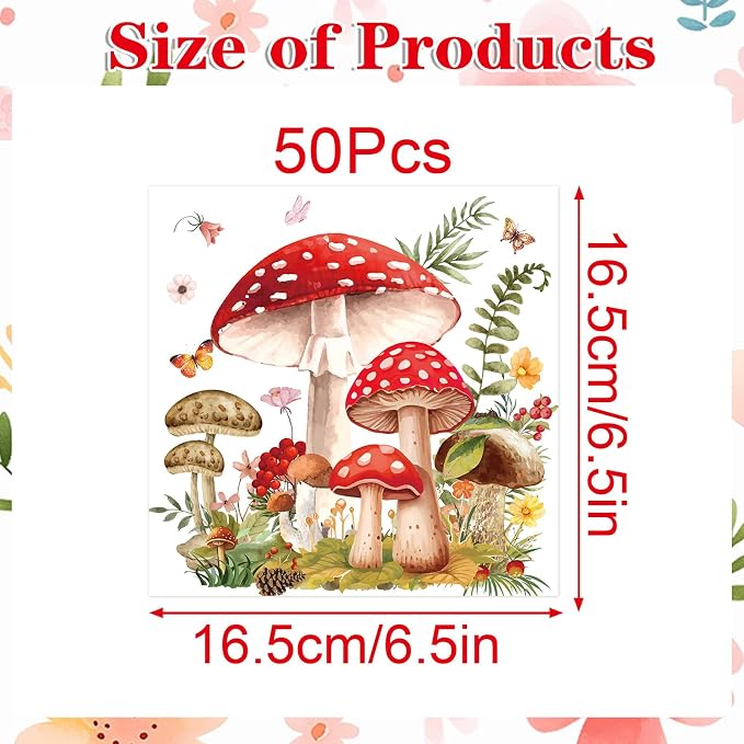 Mushroom Party Napkins Decorations, Fairy Tale Party Disposable Paper Napkins - Image 3