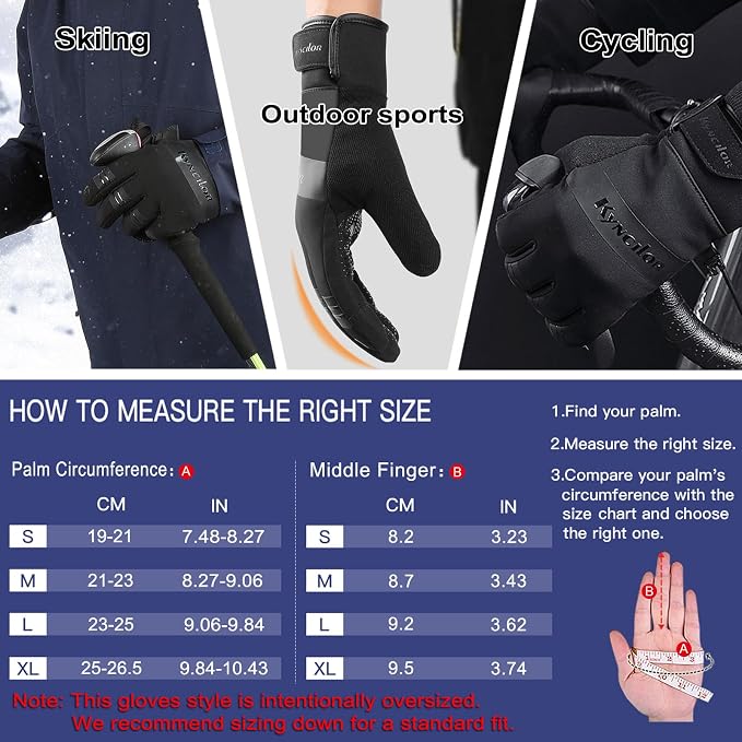 FOXLVDA 10℉ Winter Gloves Men Women, Waterproof Windproof Thermal Touch Screen - Image 6