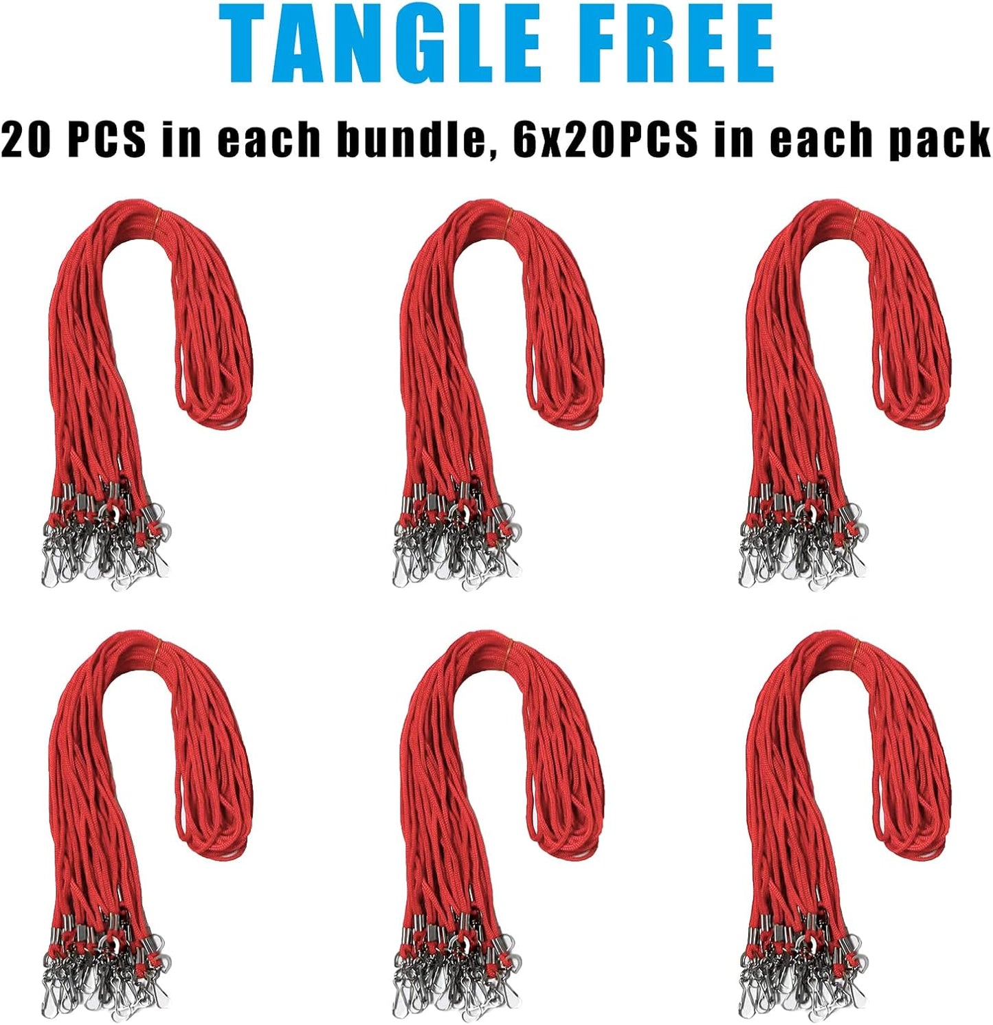 120 Pcs Red Lanyards Premium Bulk Lanyards Round 36" with Swivel J Hook for ID Name Badge Holder, VIP, School, Kids, Coach, Conference, Festival and Hang Keys