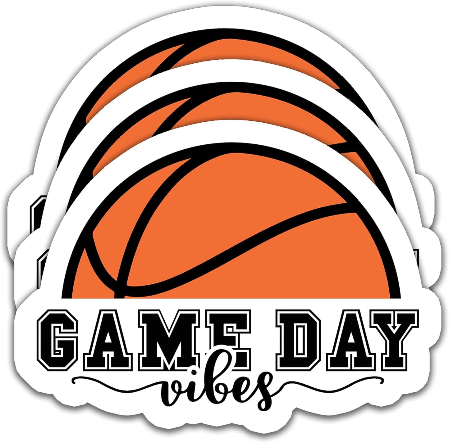 (3PCS) Basketball Stickers, Game Day Vibes - Waterproof Vinyl Decals for Players, Teams, Coaches – Sports Stickers for Tumblers, Water Bottles, Laptops – 3 x 2.2 Inch