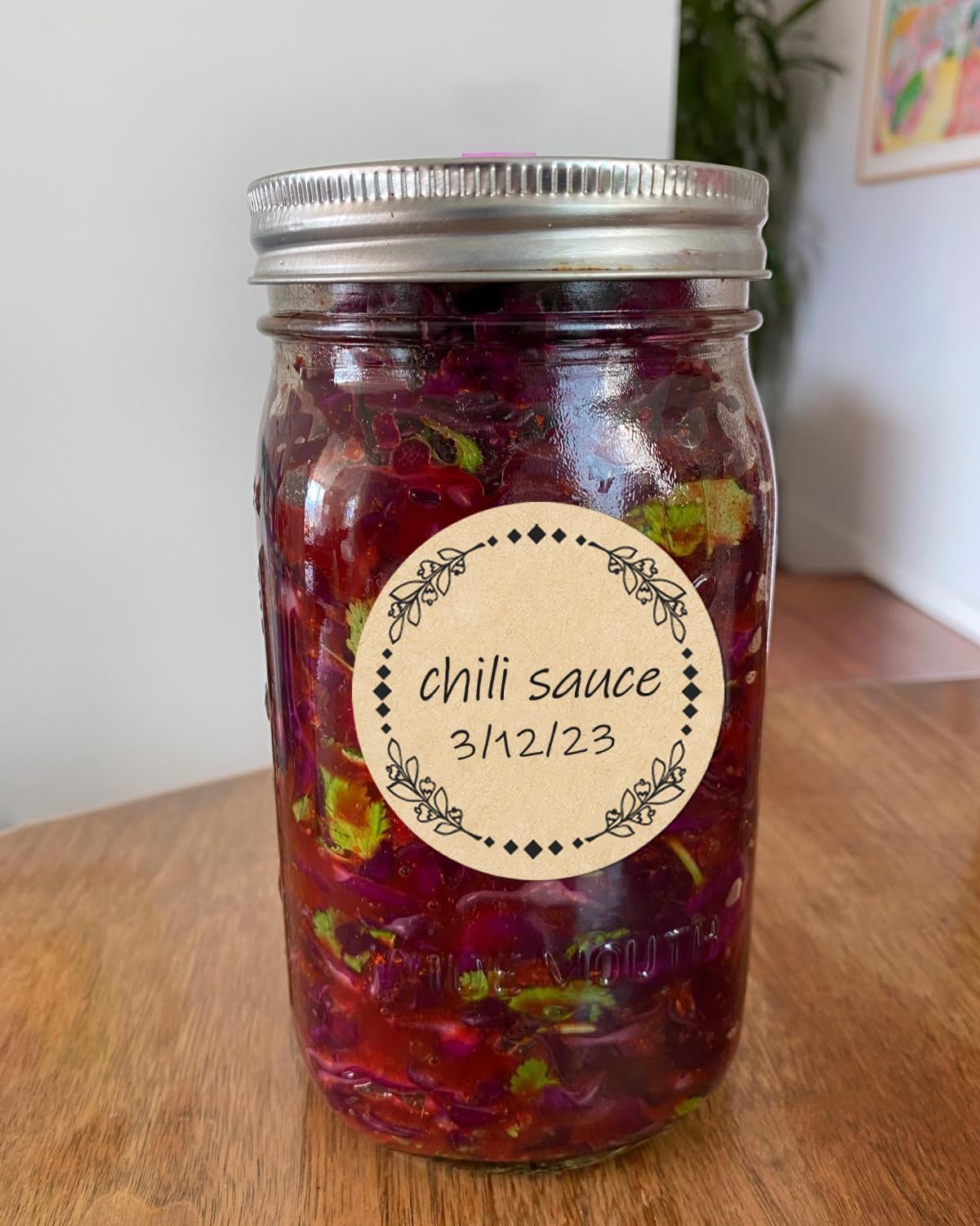 2" Canning Labels for Jars & Lids, 500 Labels per Roll, 4 Different Wreath Designs, Round Kraft Christmas Mason Jar Stickers, Food Labels Pantry Labels, Mason Jar Labels Spice Labels Bottle Labels