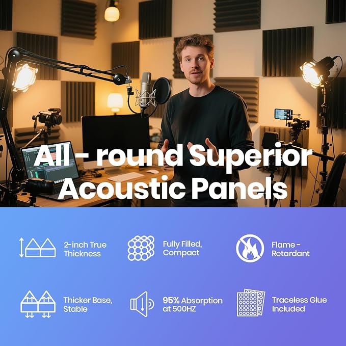 Focusound Acoustic Panels 24 Pack 2"x12"x12" - Image 6