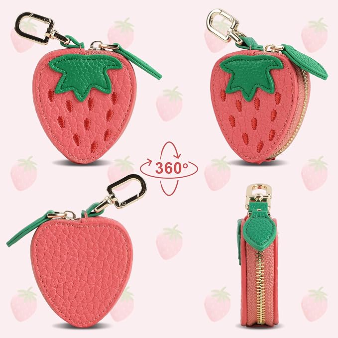 XSUIOY Orange Fruit Coin Purse Keychain Bag Charm, Mini Leather Coin Purse & - Image 6