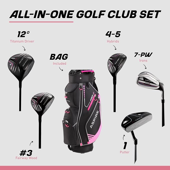 Aspire PRO-X 16-Piece Womens Golf Club Set, Includes Titanium F Driver - Image 2