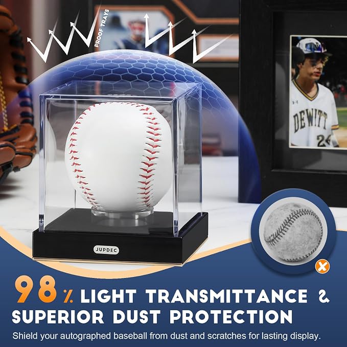 JupDec Baseball Display Case, UV Protected Autograph Stand Box - Image 3