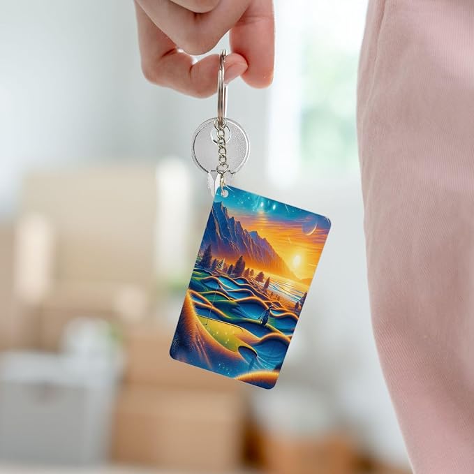Keychain - Rectangular Acrylic Keychain Daily Key Ring Car Key Fob Holder 2X3 - Image 7