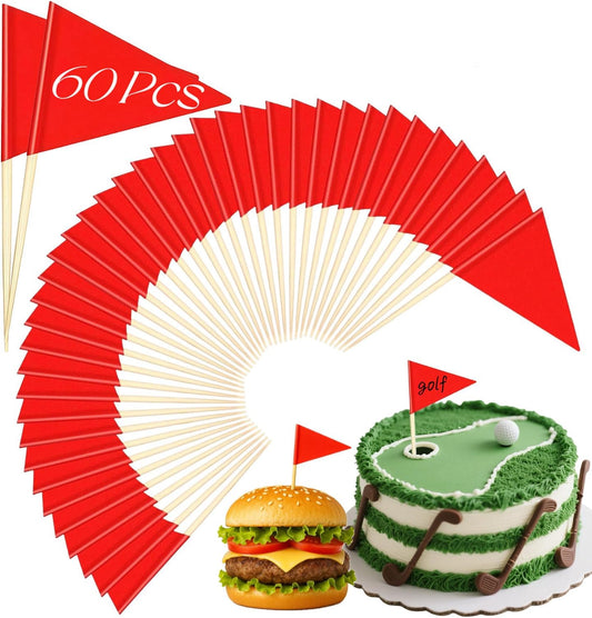 60 PCS Solid Red Toothpick Flags - Mini Plain Red Triangle Sticks with Writable Surface, Golf Cupcake Toppers Sticks Blank Flag Fruit Cheese Markers for DIY Decorations & Custom Labeling