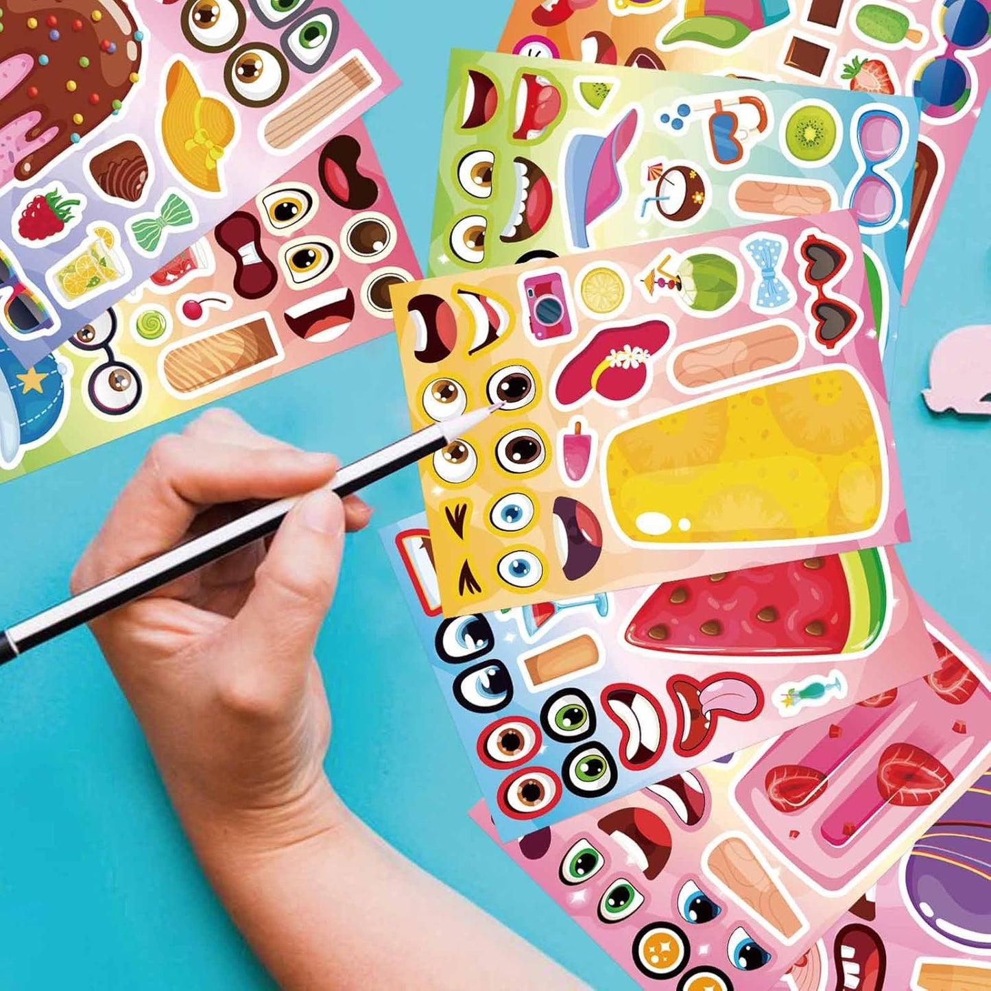 24 Sheets Ice Cream Stickers for Kids Classroom, Make Your Own Ice Cream Sticker, Summer Stickers Birthday Party Favor, Summer Craft Teacher Reward