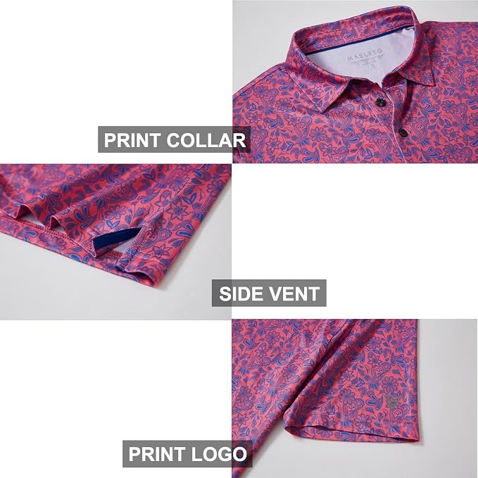 Golf Shirts for Men Dry Fit Short Sleeve Print Performance Moisture Wicking - Image 4