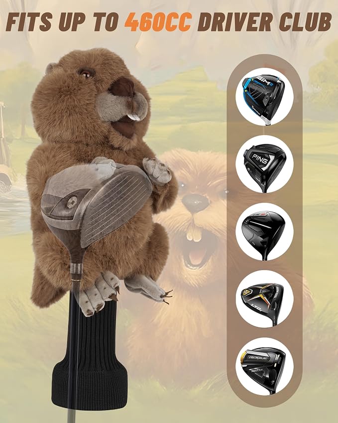 Big Teeth Funny Plush Driver Headcover Animal, Groundhog Gopher Penguin Driver - Image 4