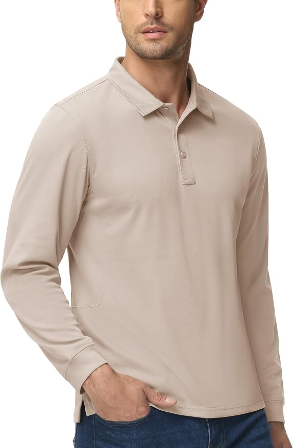 MAGCOMSEN Men's Polo Shirts 3 Button Quick Dry Performance Long Sleeve Tactical - Image 6