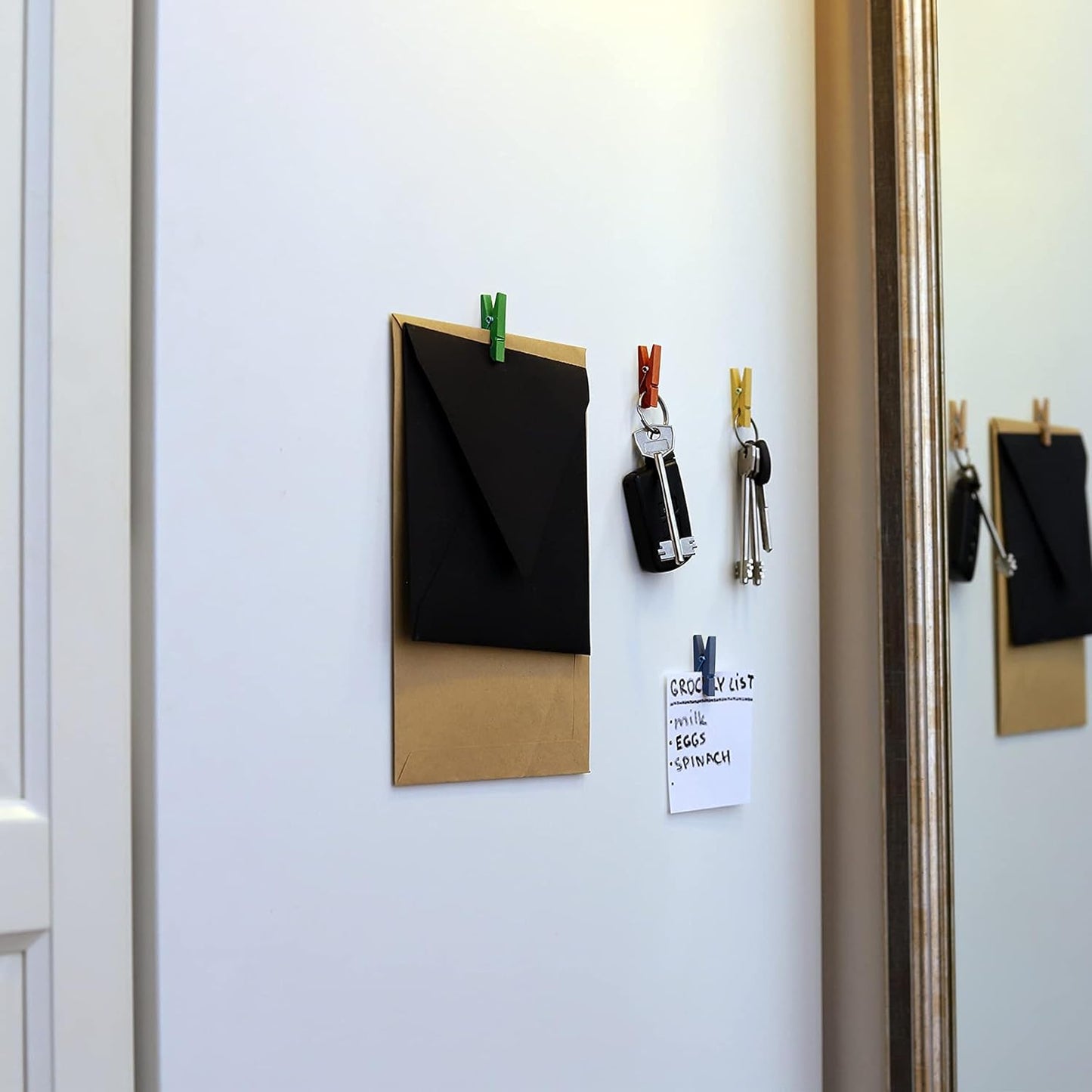 20 Pack Mini Self Adhesive Clips for Pictures - Mixed Colors Wood Clip Photo Holders for Wall, Poster Hanger, Photo Cards Hanging Display Board & Picture Boards, Artwork Photos Holders Card Room Decor