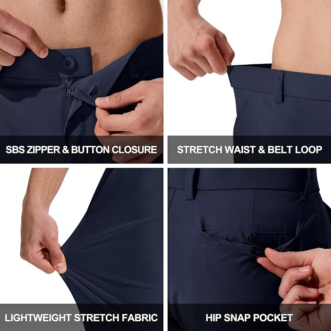 QPNGRP Men's Golf Pants 30"/32"/34" Inseam Lightweight Stretch Work Dress Pants - Image 5