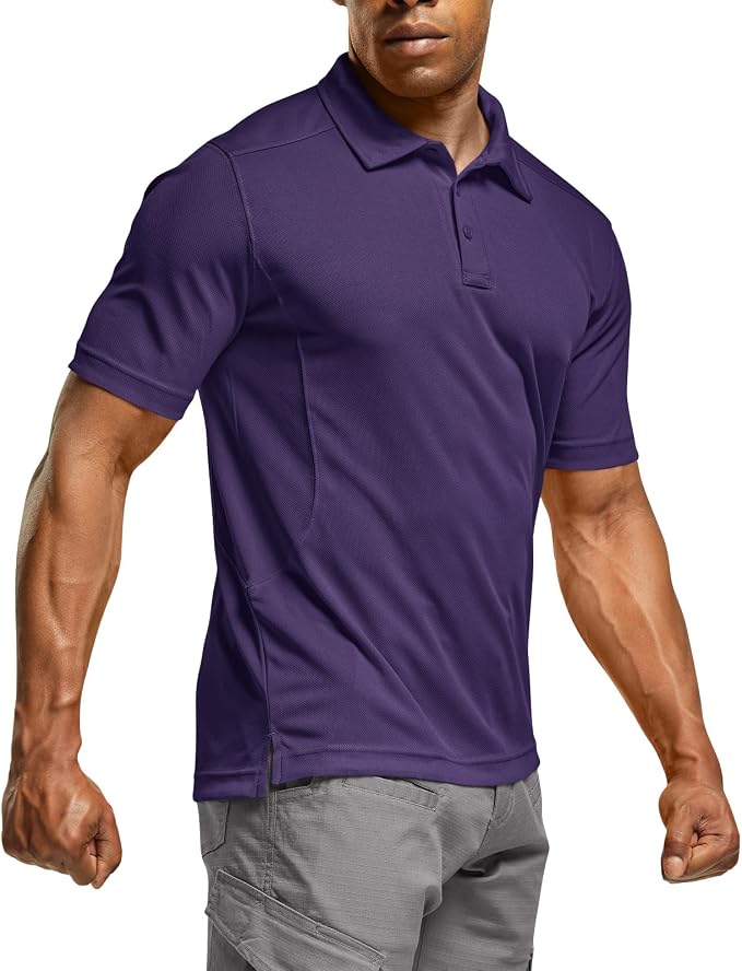 CQR Men's Polo Shirts, Tactical Short Sleeve Golf Performance Shirts, by CQR%C2%AE