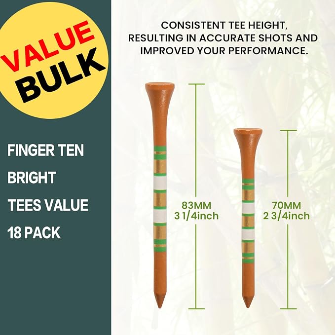 Premium Bamboo Wood Golf Tees Unique Box Design 18-Pack Per Box Value 18/72/180 - Image 2