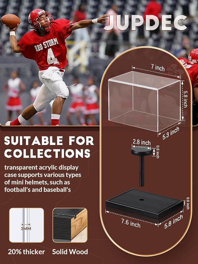 Clear Acrylic Mini Helmet Display Case, Protective Sports Memorabilia Storage - Image 3